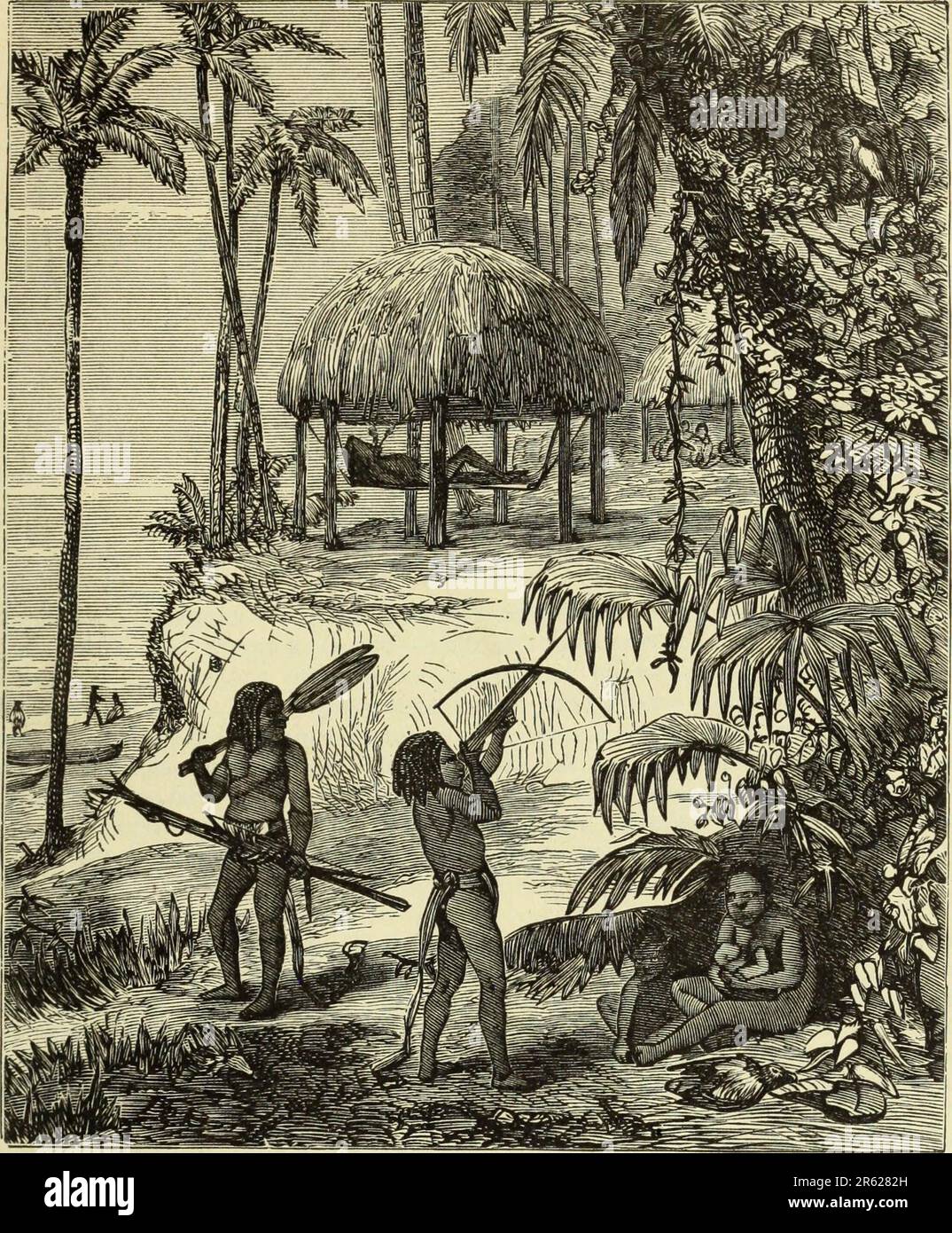 The uncivilized races of men in all countries of the world; being a comprehensive account of their manners and customs, and of their physical, social, mental, moral and religious characteristics. By Rev. J. G. Wood... With new designs by Angas, Danby, Wolf, Zwecker... 1871 Stock Photo