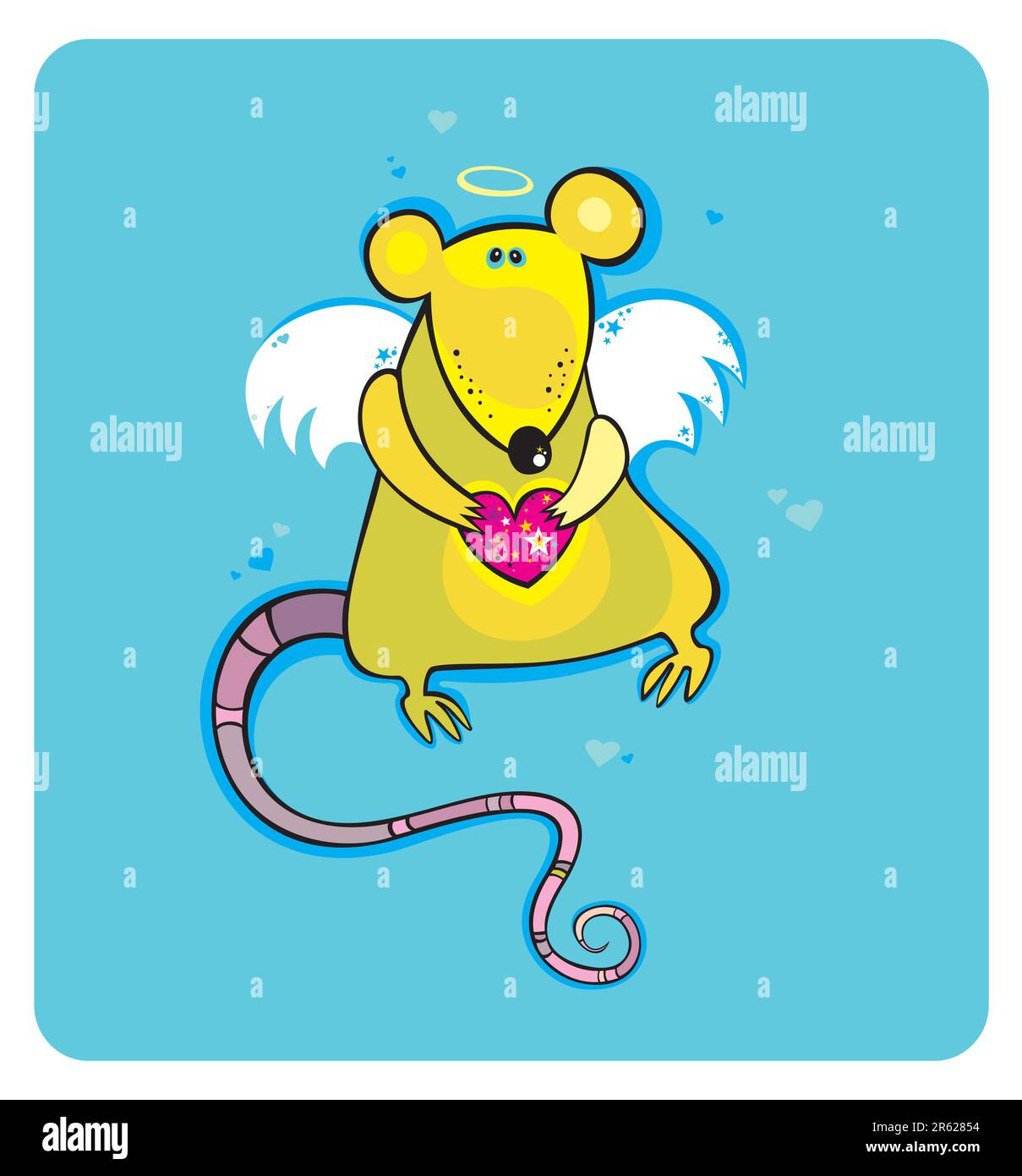 Vector illustration of a Valentine's Day cupid rat. Stock Vector