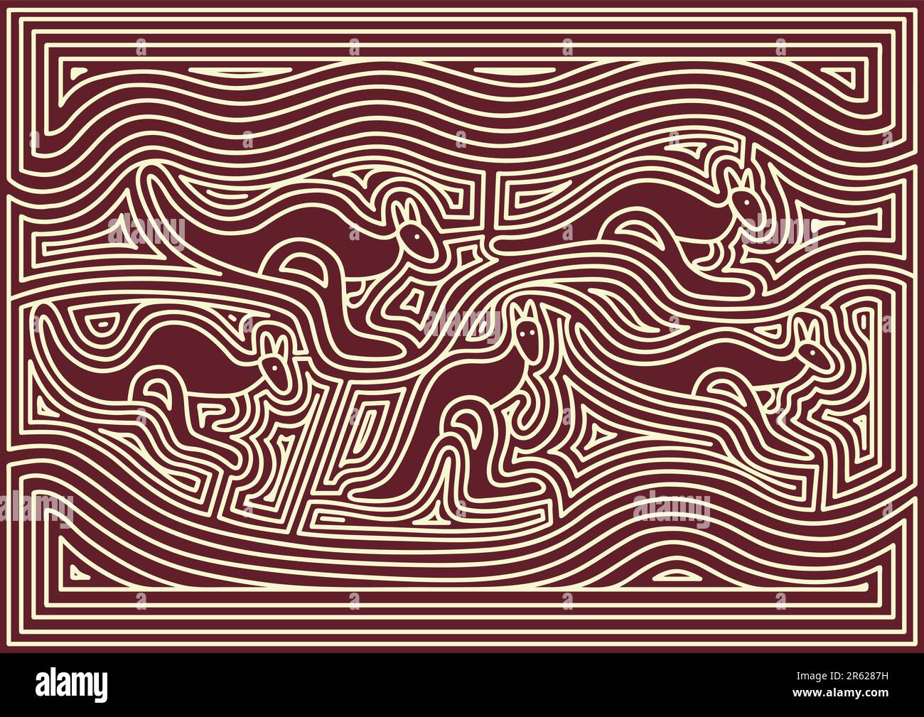 Vector pattern including ethnic Australian motive with multicolored typical elements Stock Vector