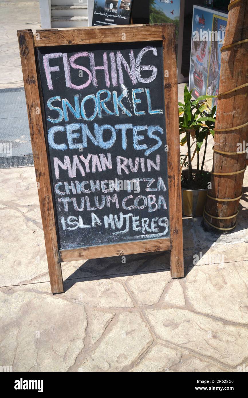 Tour Sign in Puerto Morelos Yucatan Mexico Stock Photo
