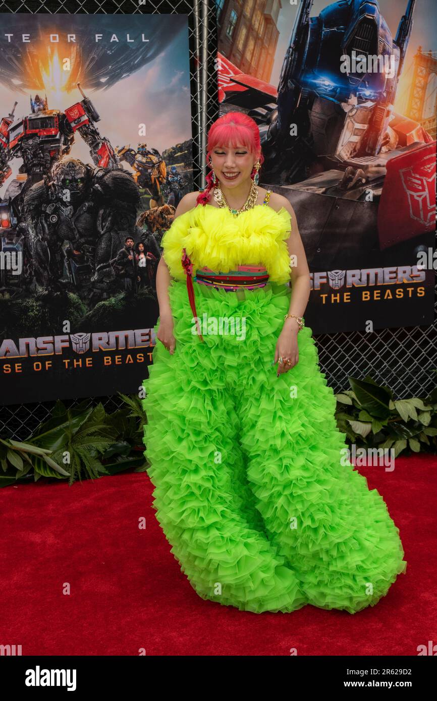Transformers The Rise Of The Beasts New York City Red Carpet and Premiere at the Kings Theater in Brooklyn - Japanesse Influencer Riisa Naka Stock Photo