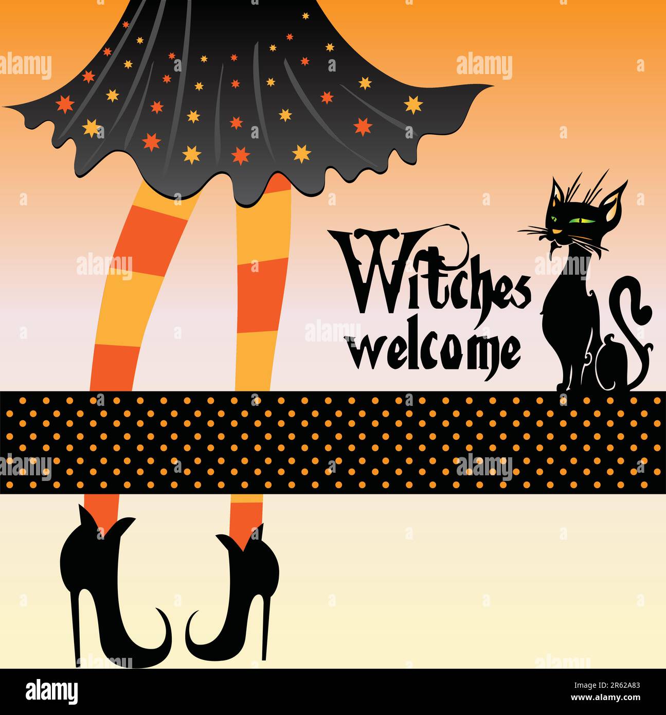 witch with cat Stock Vector