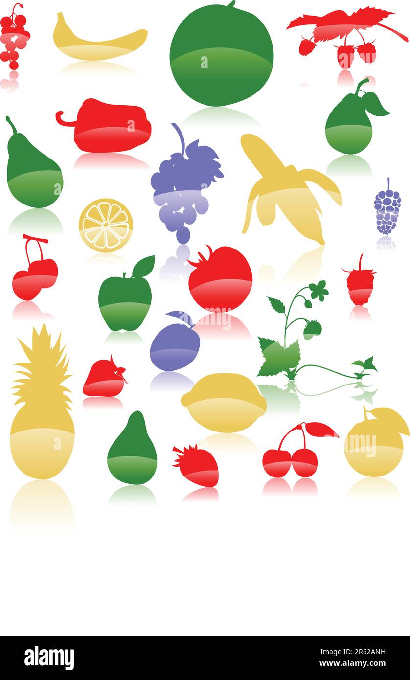 Reflected fruit Stock Vector Images - Alamy