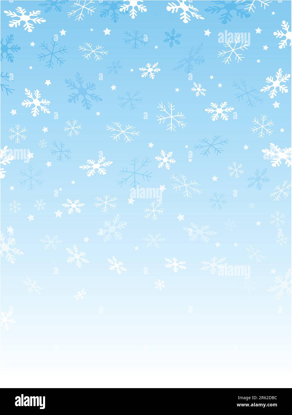 Background of falling snowflakes and stars Stock Vector