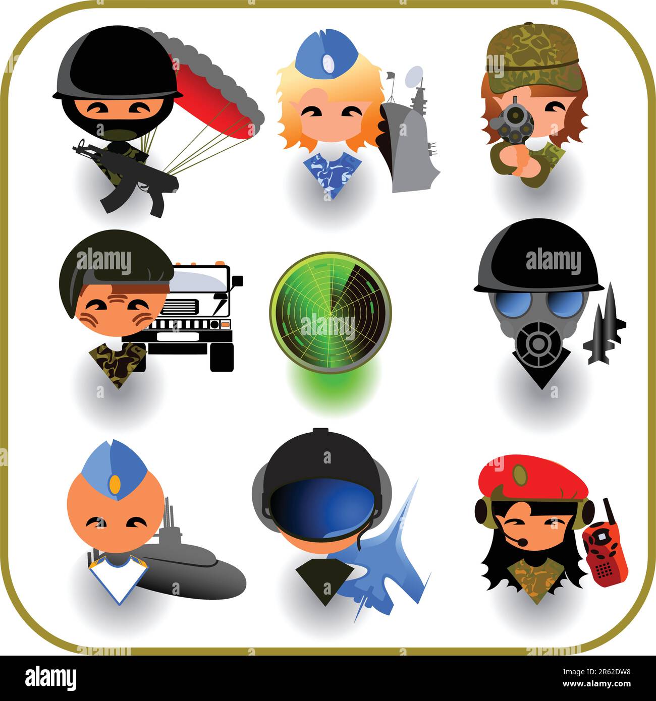 Military Industry Icons Stock Vector
