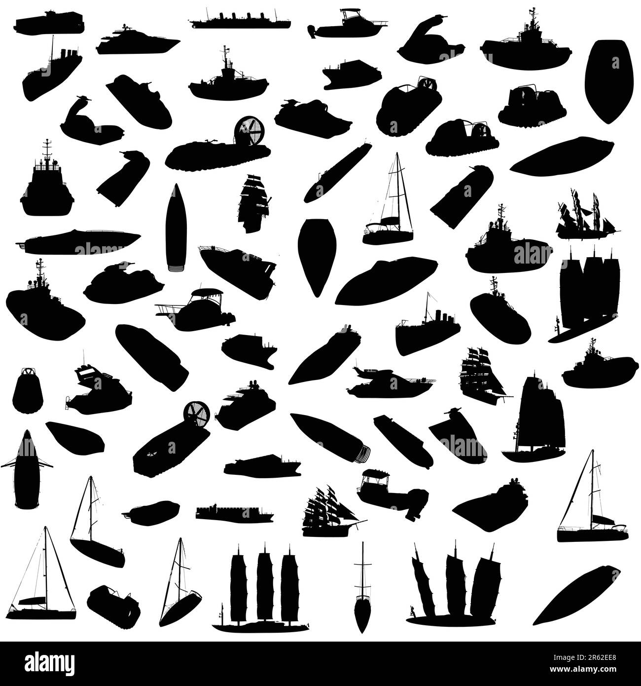 Silhouette of boats Stock Vector