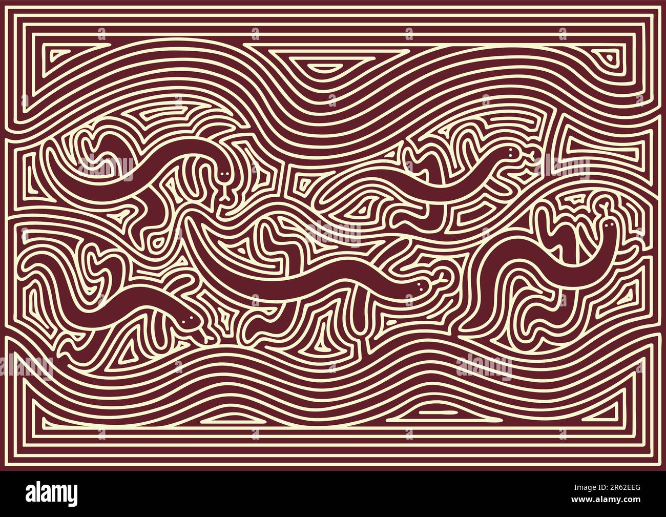 Vector pattern including ethnic Australian motive with multicolored typical elements Stock Vector