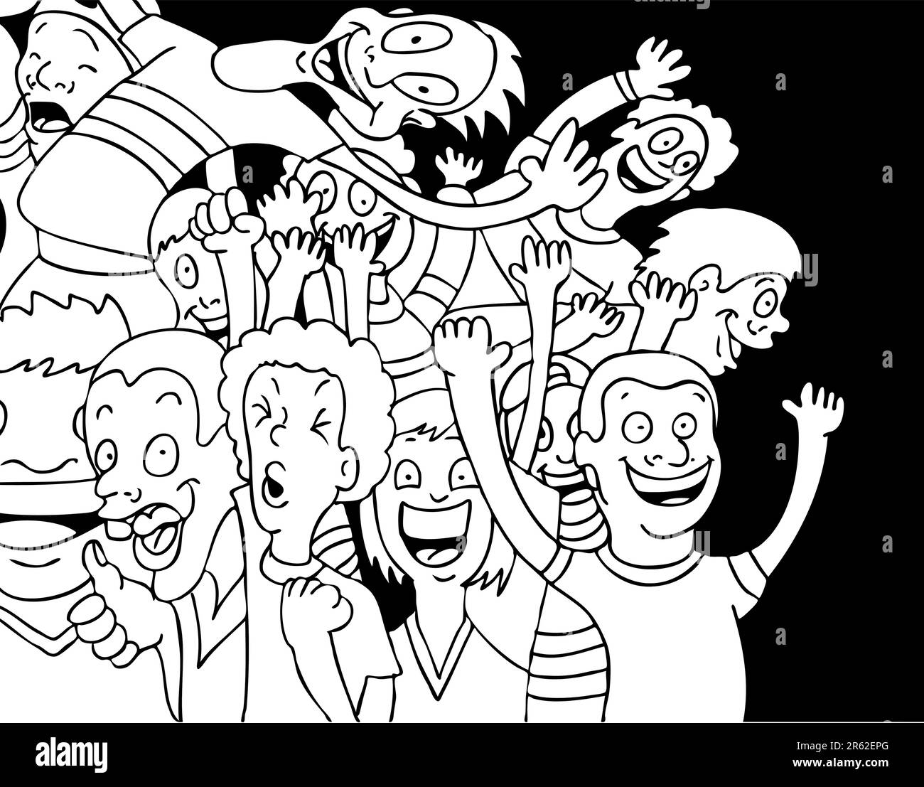 Cartoon of people screaming and shouting with excitement. Stock Vector