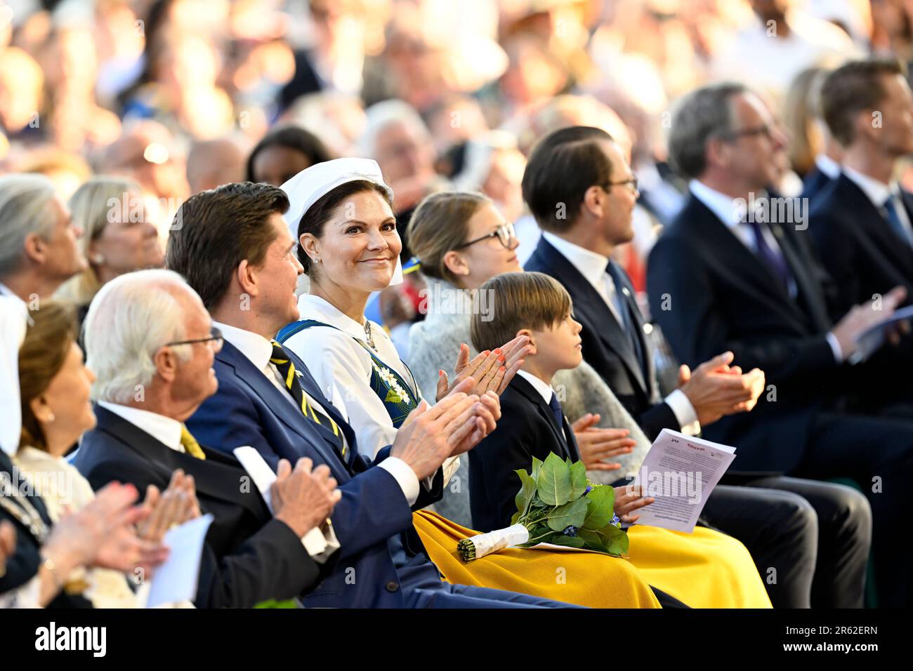 Crown Princess Victoria, at Skansen during National Day celebrations with a performance on the Solliden Stage, Stockholm, Sweden. 6th June, 2023. Photo: Pontus Lundahl/TT/code 10050 Credit: TT News Agency/Alamy Live News Stock Photo