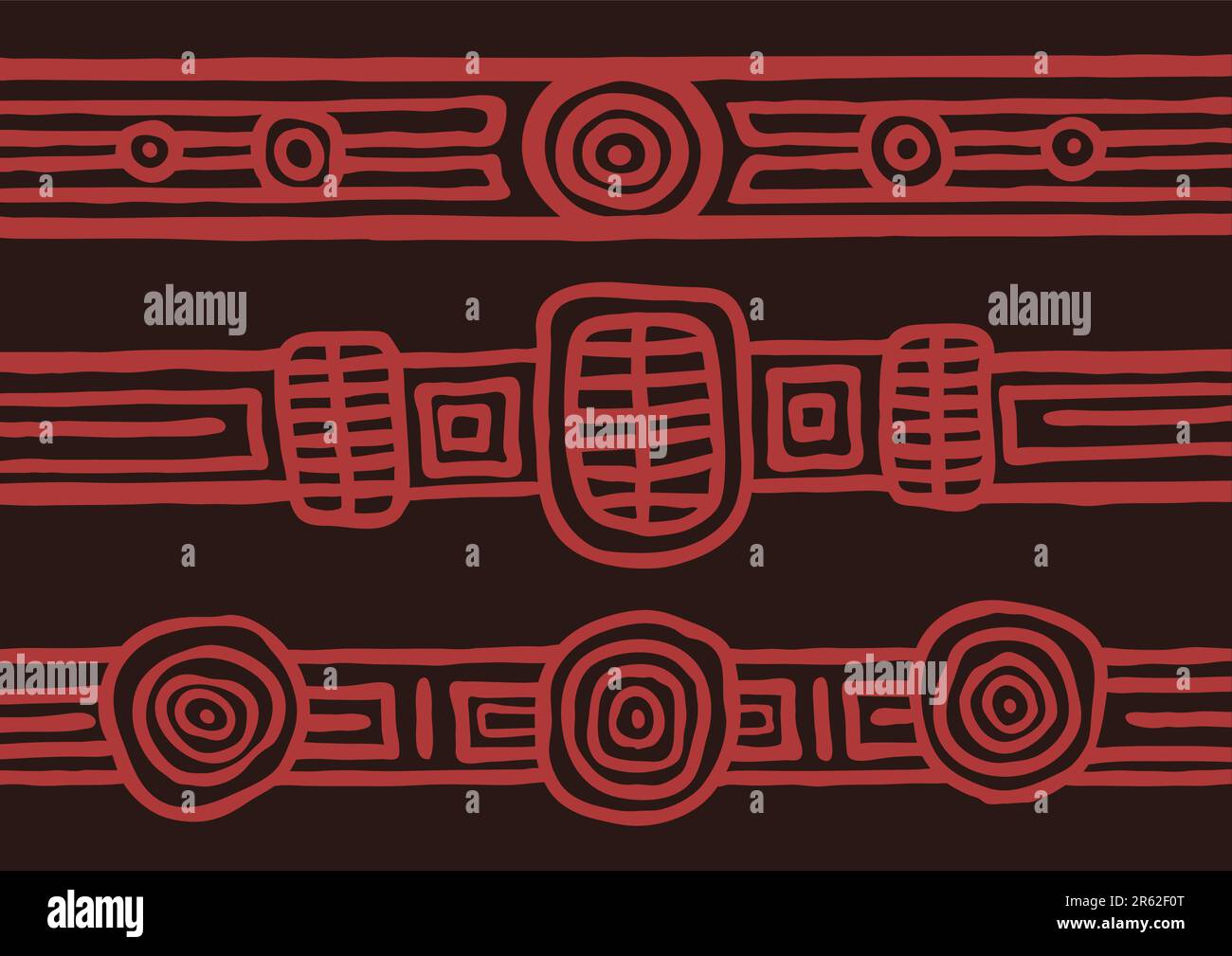Vector pattern including ethnic Australian motive with multicolored typical elements Stock Vector