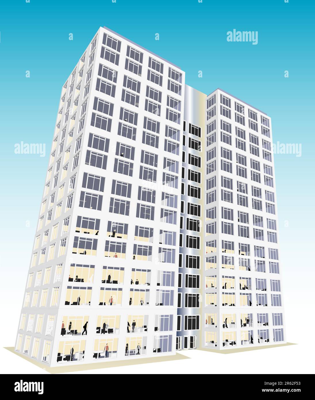 Architect's Home / Office in vector format. Every feature of each building including doors and windows can be edited or colored to suit. Stock Vector