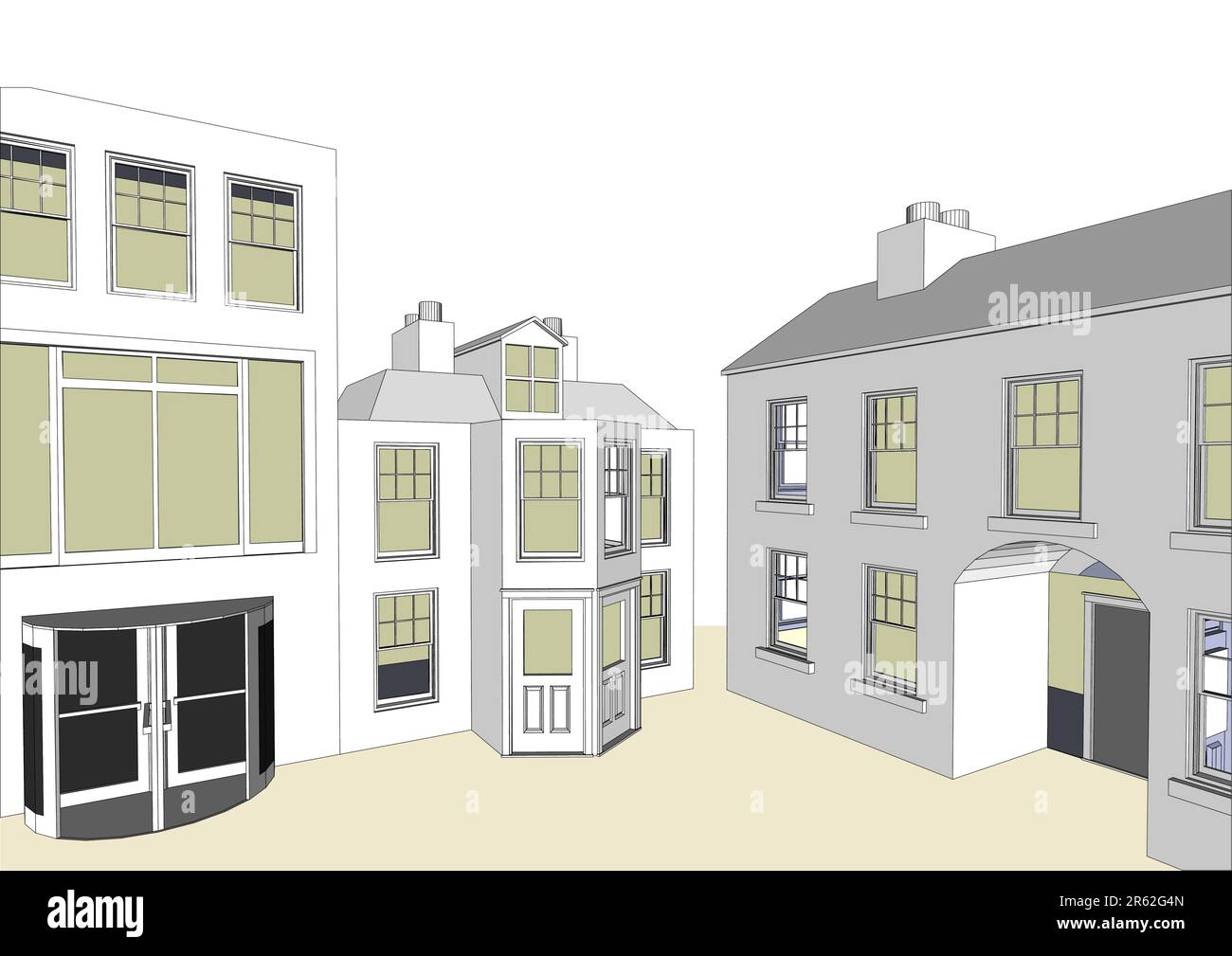 Architect's Community featuring various dwellings and offices in vector format. Every feature of each building including doors and windows can be e... Stock Vector