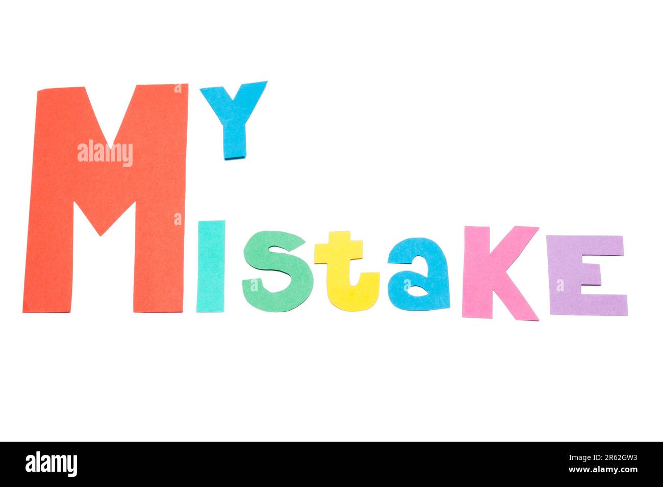My mistake - text on white background Stock Photo