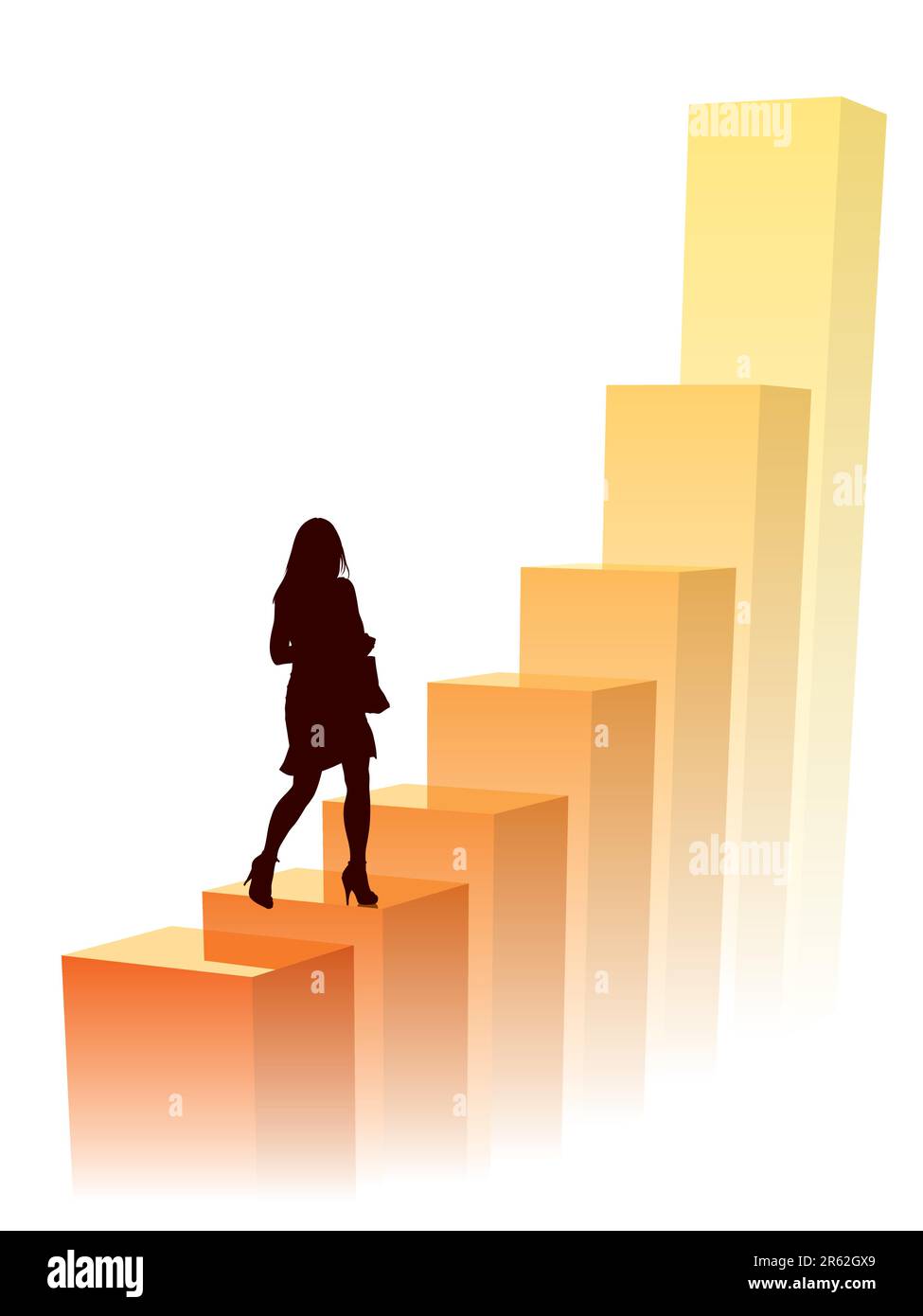 Businesswoman in a hurry, conceptual business illustration. Stock Vector