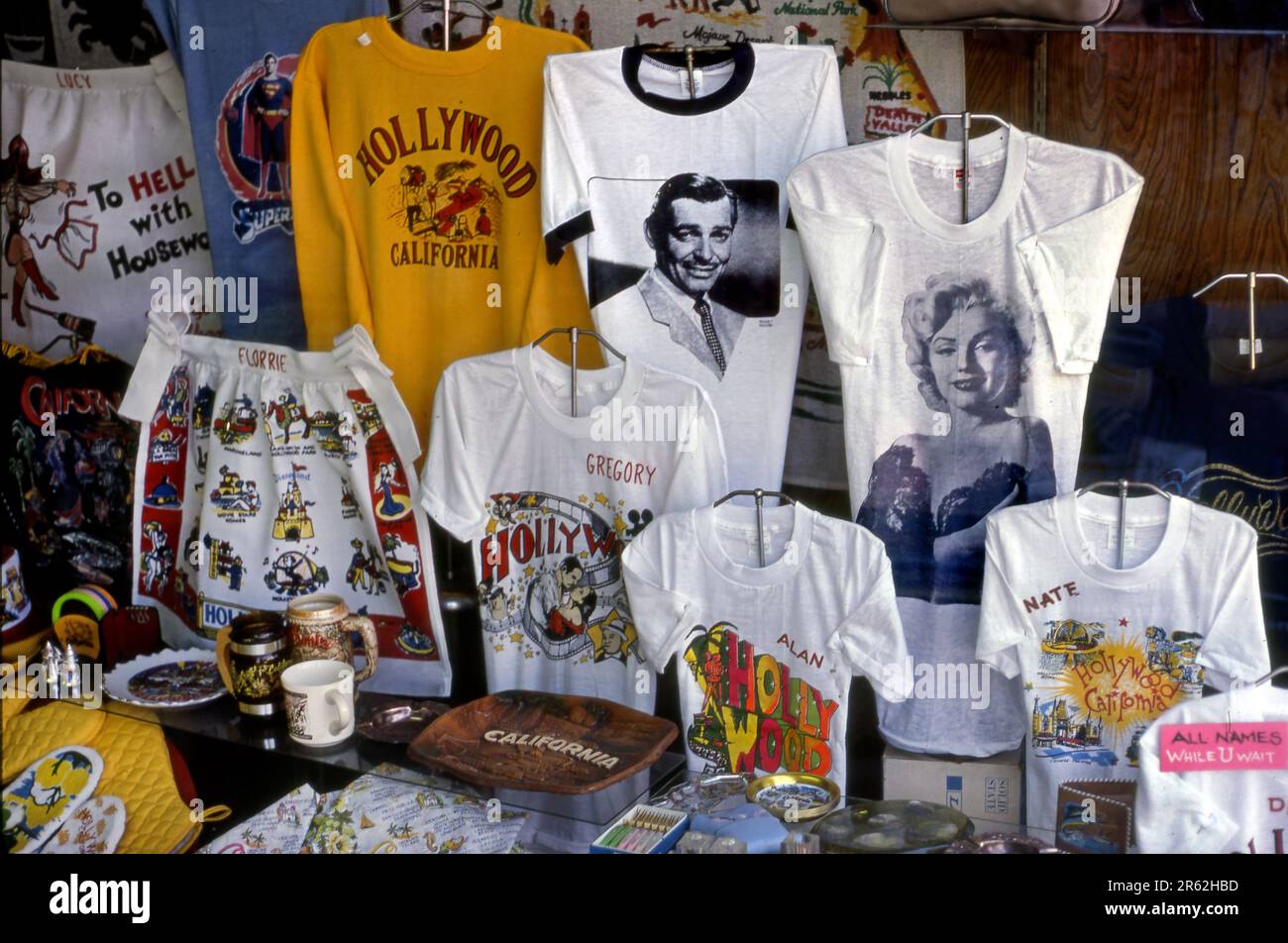 Souvenirs in shop window on Hollywood Blvd circa 1970s Stock Photo