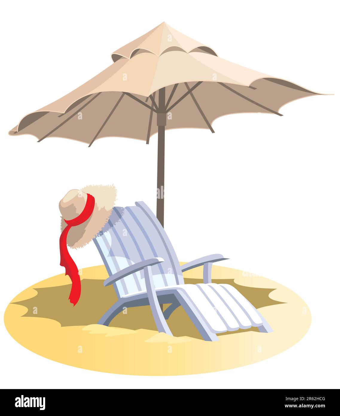 Summer vacation, chair and umbrella on a tropical beach Stock Vector ...