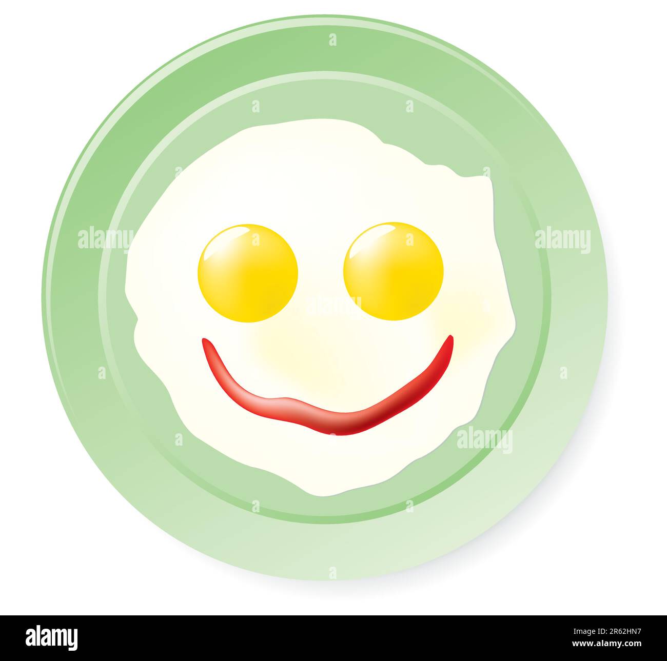 Fried eggs and ketchup in smile form. Vector illustration. Isolated on