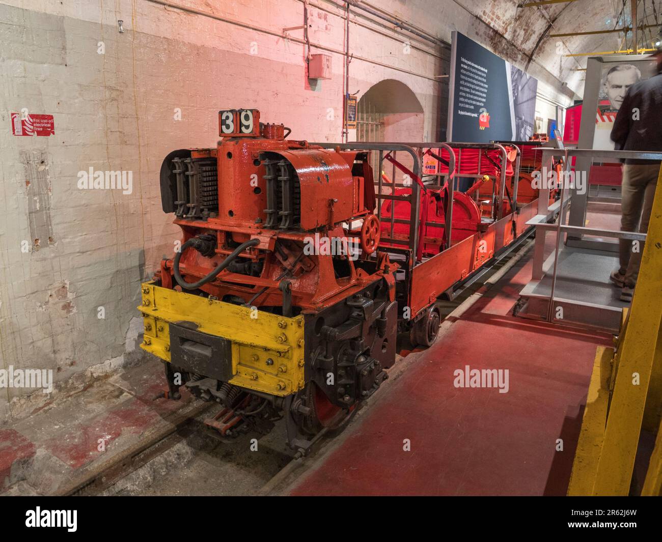 A 1930's rail car used to transport the mail on display in the Mail Rail Museum in London, UK. Stock Photo