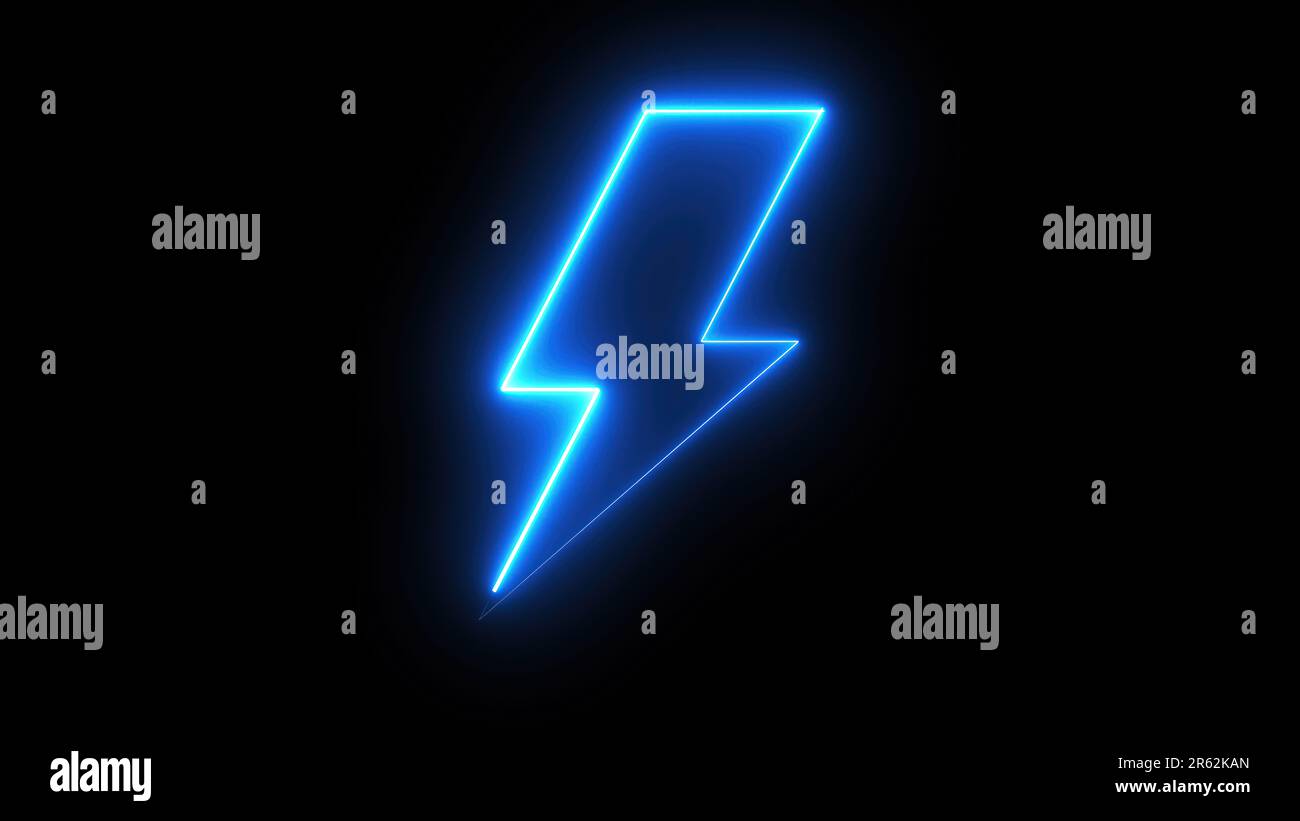 Neon lightning bolt. Computer generated 3d render Stock Photo Alamy