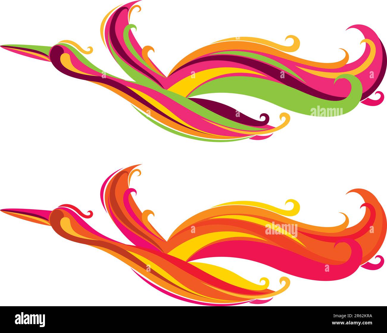 Illustration of a pack of 6 differently coloured angel wings, red, yellow,  orange, blue, purple and green, on a white background Stock Photo - Alamy