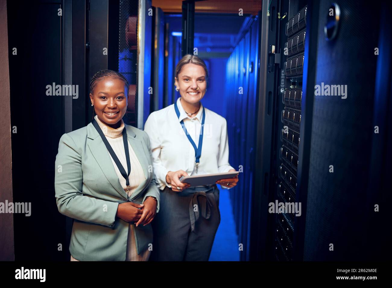 Make way for the tech gurus. Portrait of two technicians using a