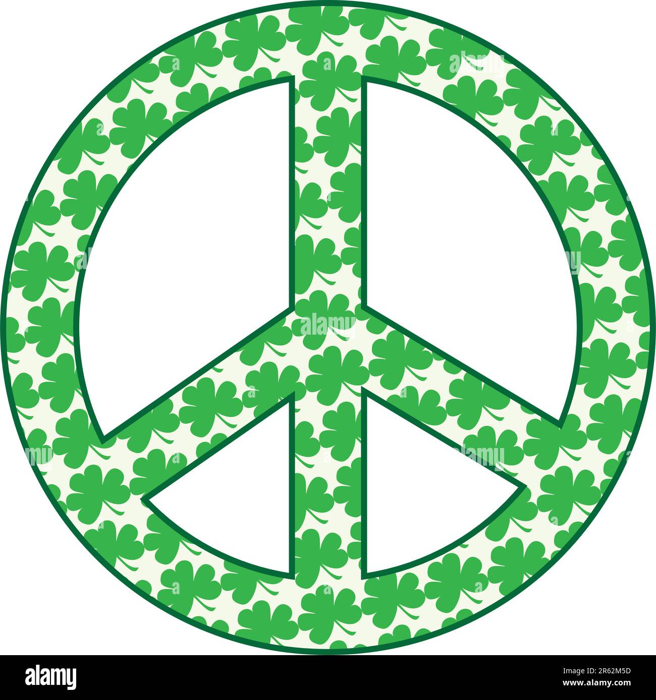 A peace sign filled with green shamrocks Stock Vector