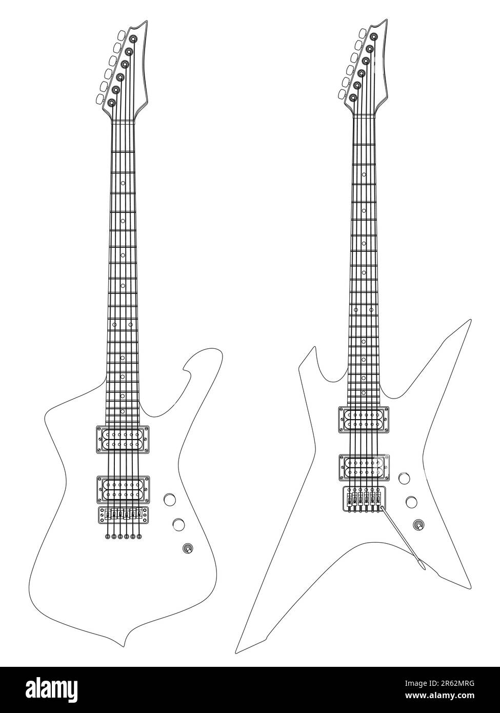 Electric guitars isolated on white Stock Vector