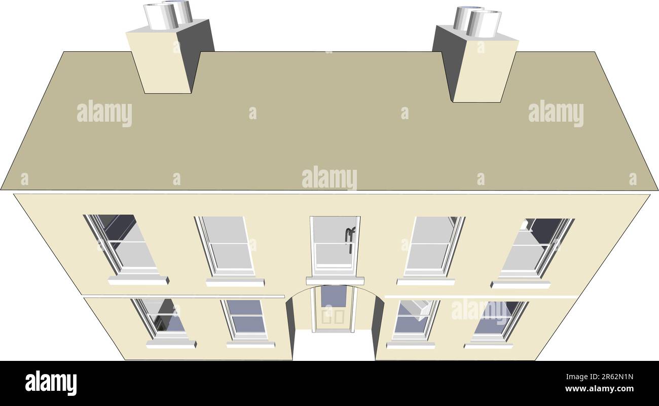 Architect's Home / Office in vector format. Every feature of each building including doors and windows can be edited or colored to suit. Stock Vector