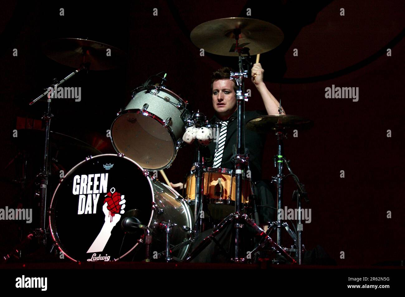 Milan Italy 2005-01-16: Tré Cool drummer of Green Day during live concert at the Forum Assago Stock Photo