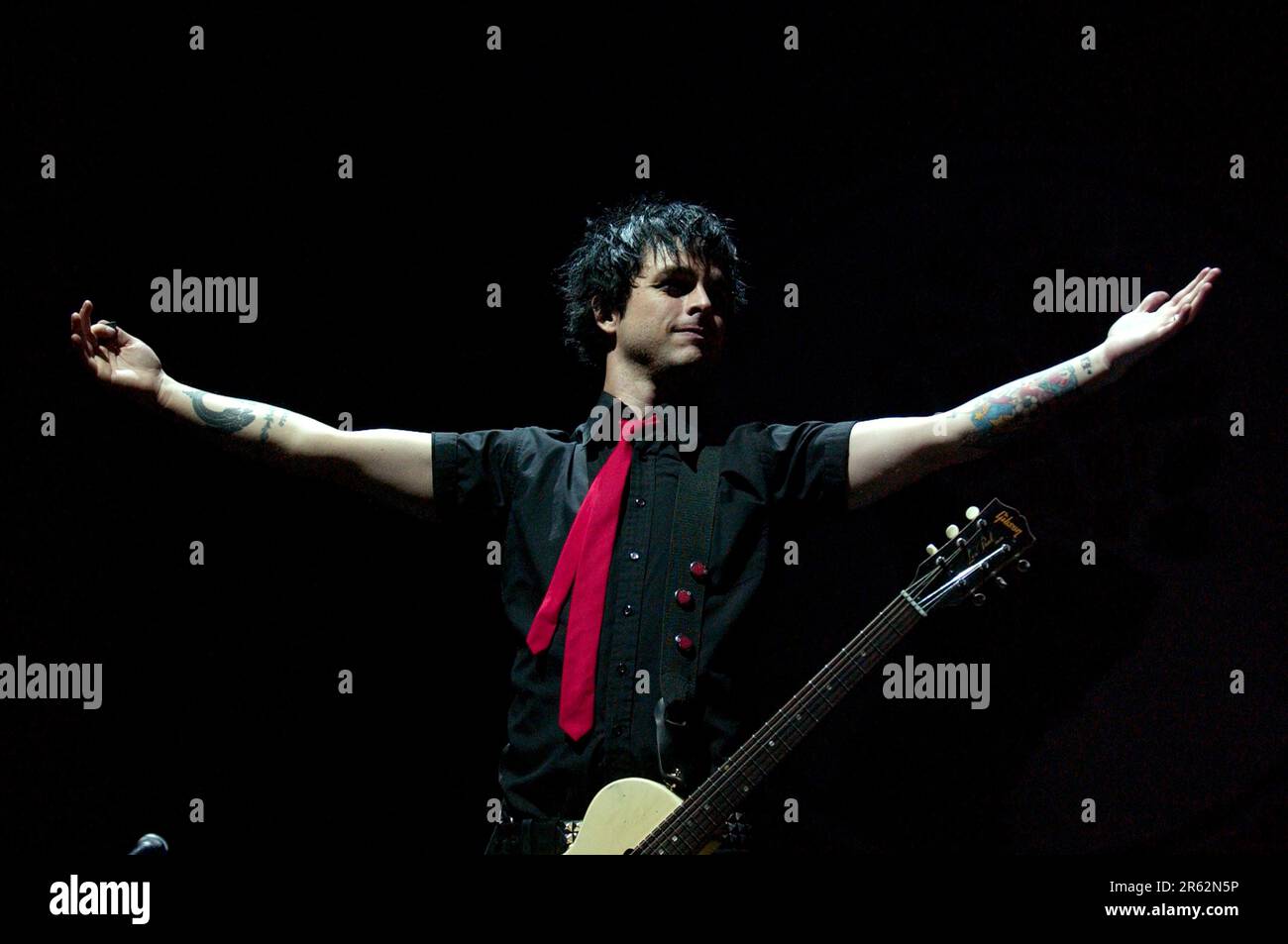 Milan Italy 2005-01-16: Billie Joe Armstrong singer and guitarist of Green Day during live concert at the Forum Assago Stock Photo