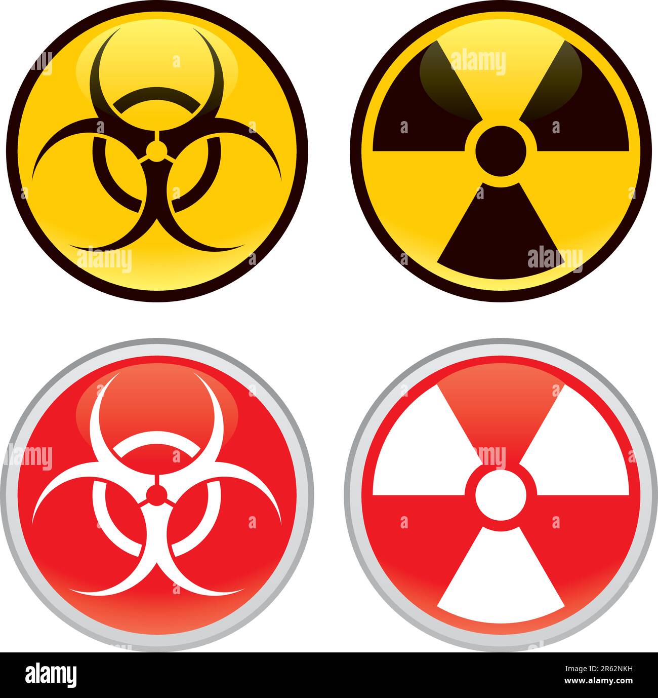 Shiny biohazard and radioactive warning signs and symbols Stock Vector ...