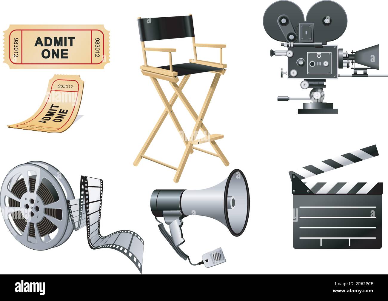 Film Industry Equipment isolated on the white Stock Vector