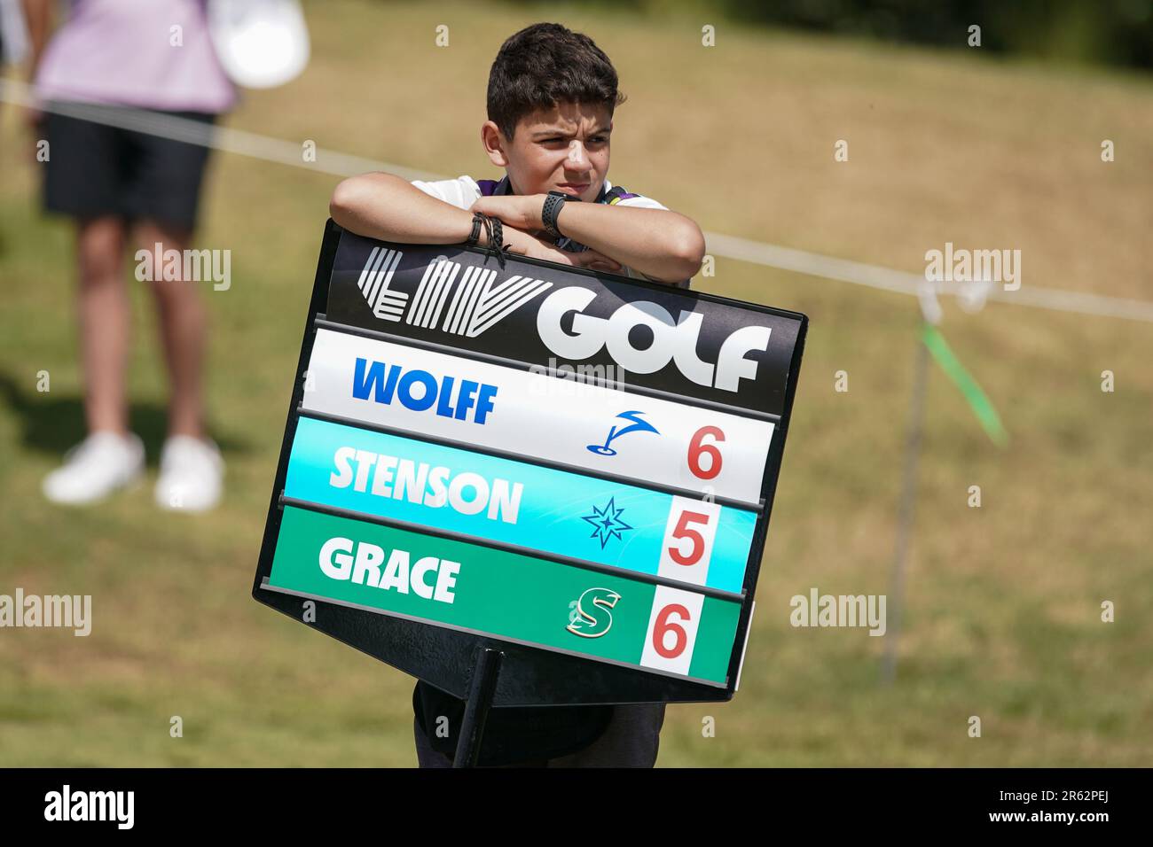 Orlando, Florida, USA. 1st Apr, 2023. Signage seen on the 6th green during the second round of the LIV Golf Invitational - Orlando at The Orange County National. (Credit Image: © Debby Wong/ZUMA Press Wire) EDITORIAL USAGE ONLY! Not for Commercial USAGE! Stock Photo