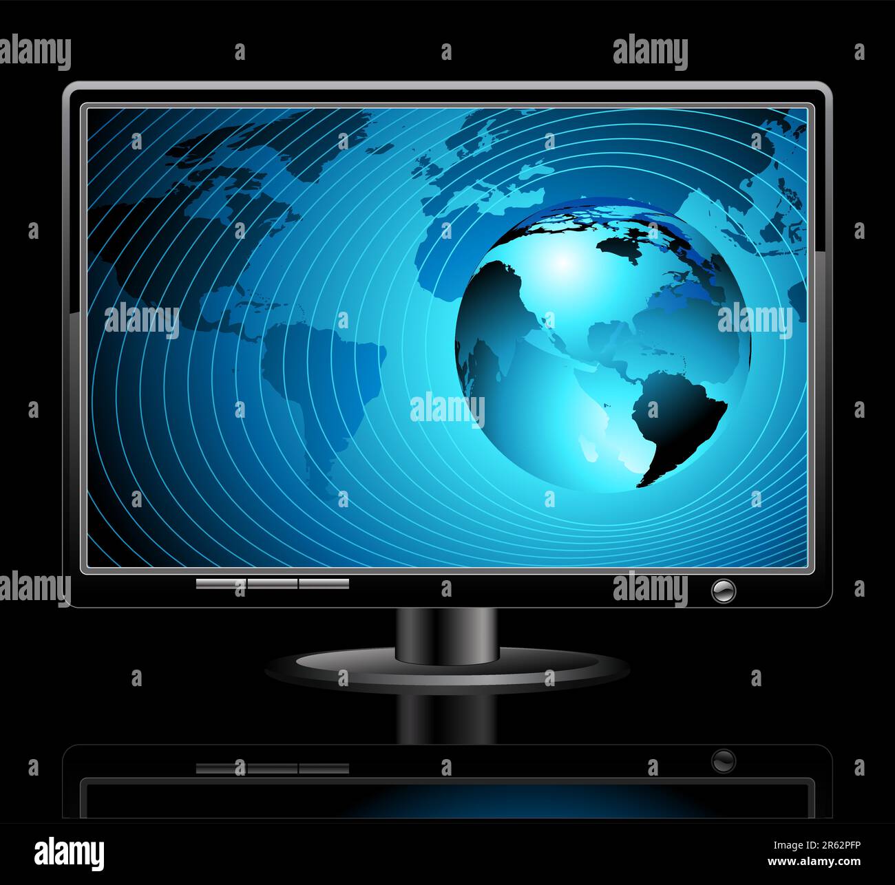 LCD panel with world background, this illustration may be use as designer work Stock Vector