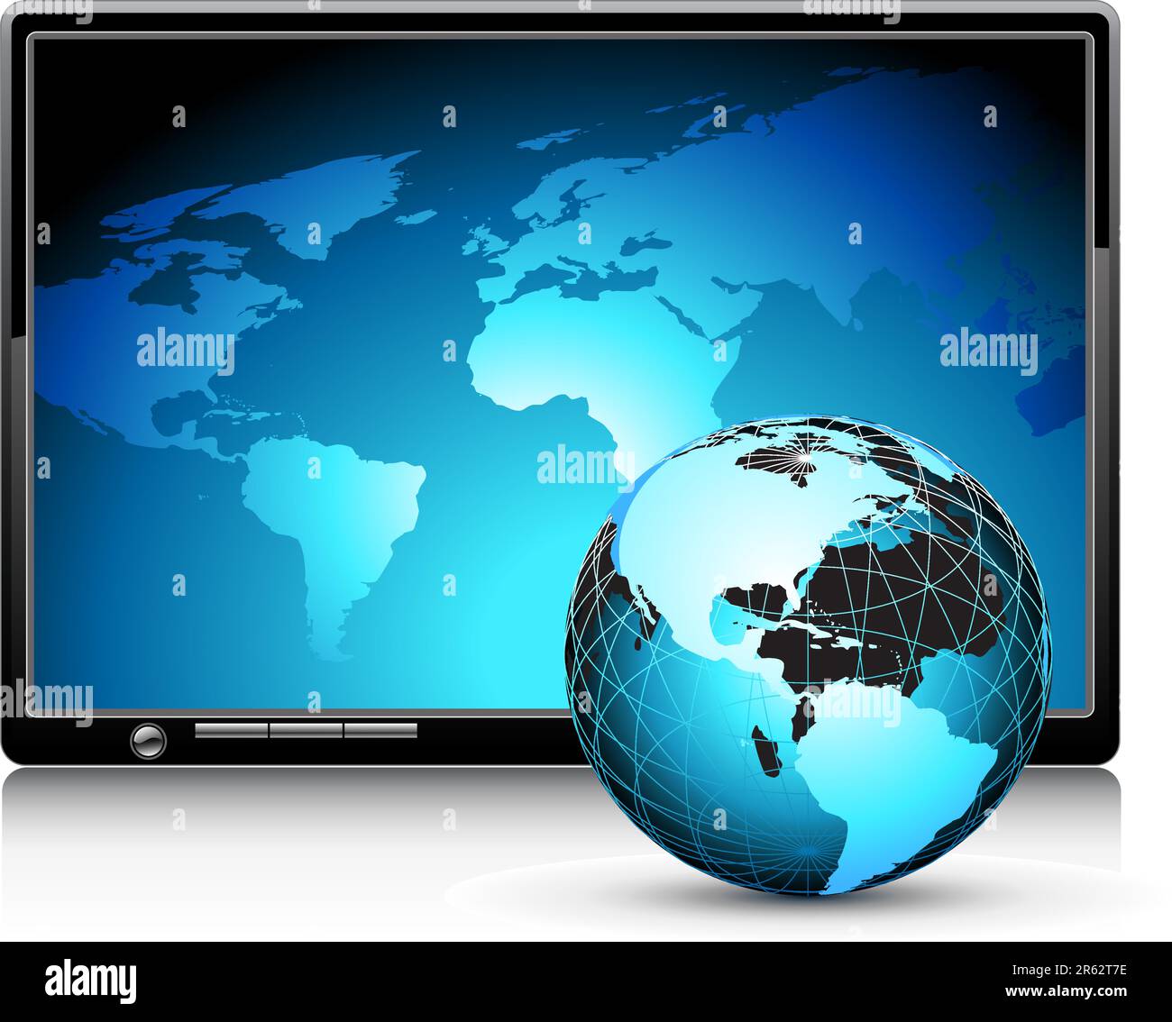 LCD panel with world background, this illustration may be use as designer work Stock Vector