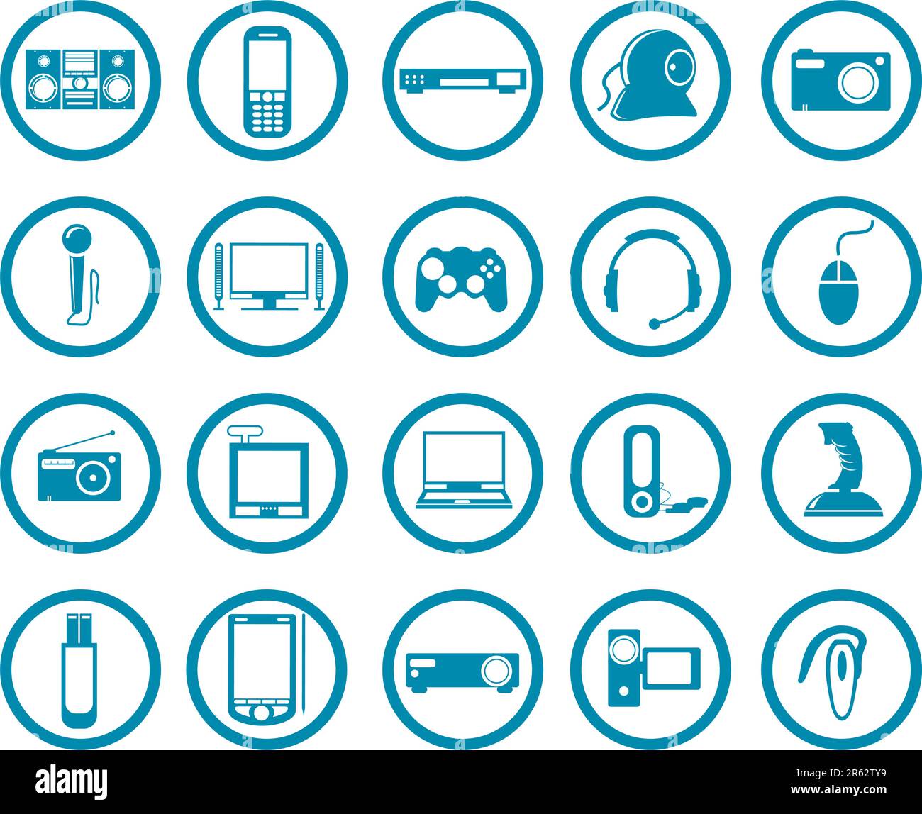 Electronic Multimedia stuff icon set Stock Vector