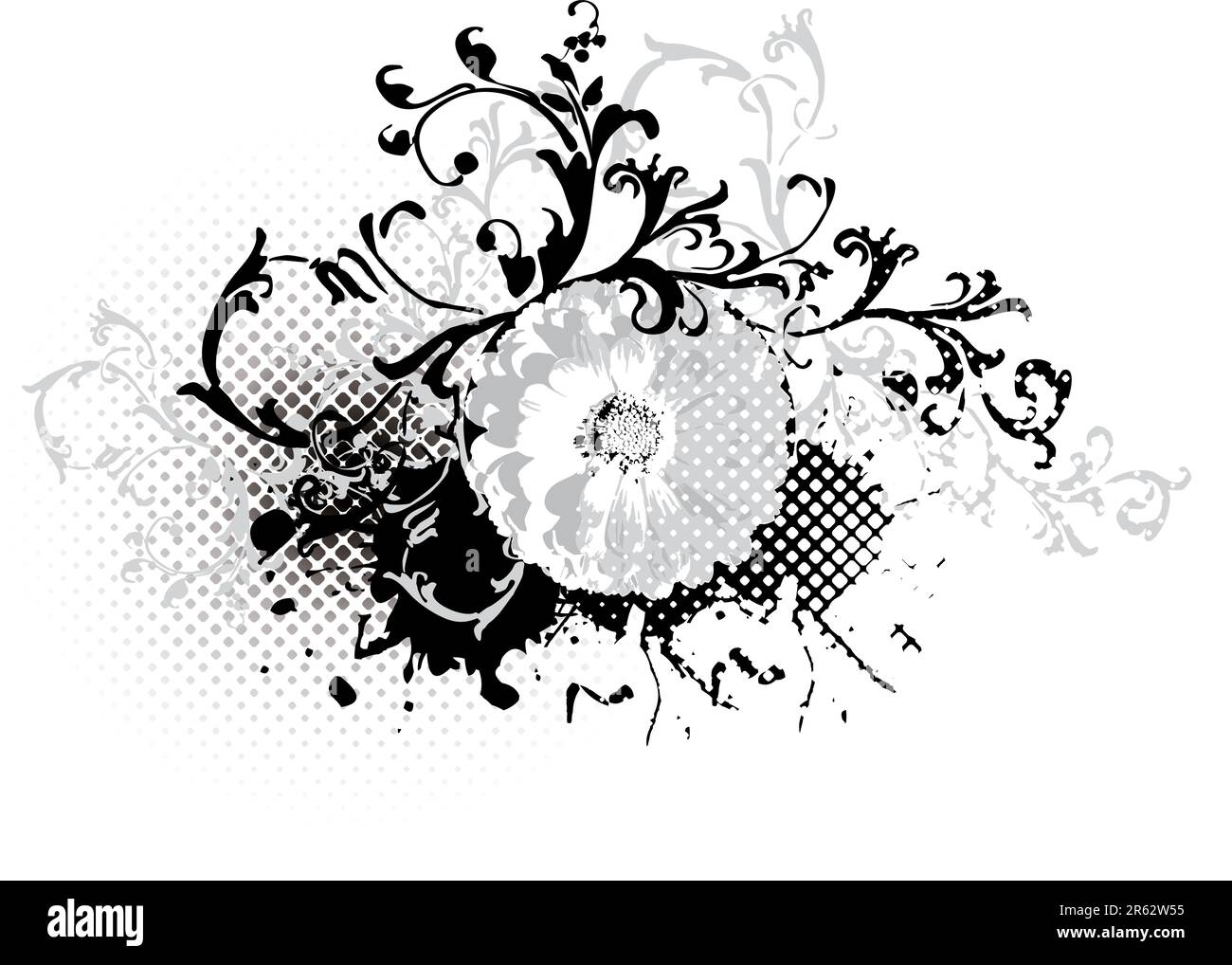 grunge floral design element - vector Stock Vector Image & Art - Alamy