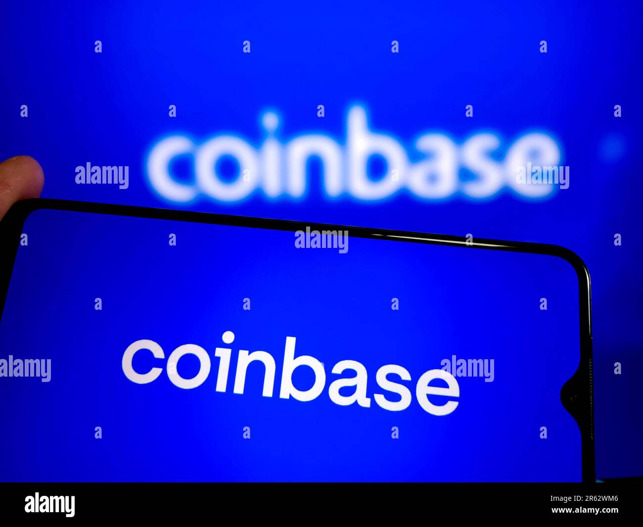SUQIAN, CHINA - JUNE 6, 2023 - Illustration: Coinbase, June 6, 2023, Suqian, Jiangsu Province, China. Stock Photo