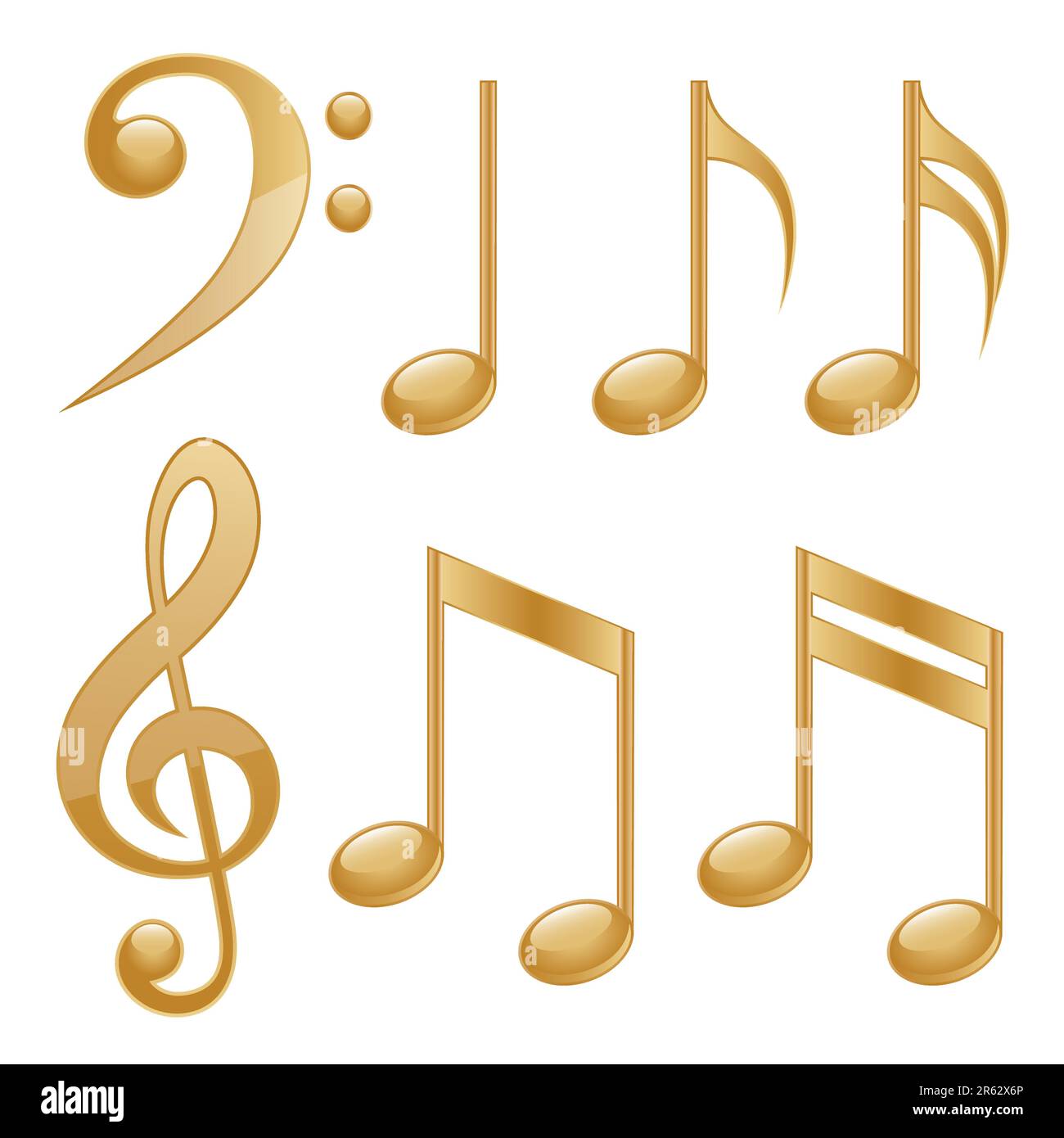Gold icons of a music notes Stock Vector