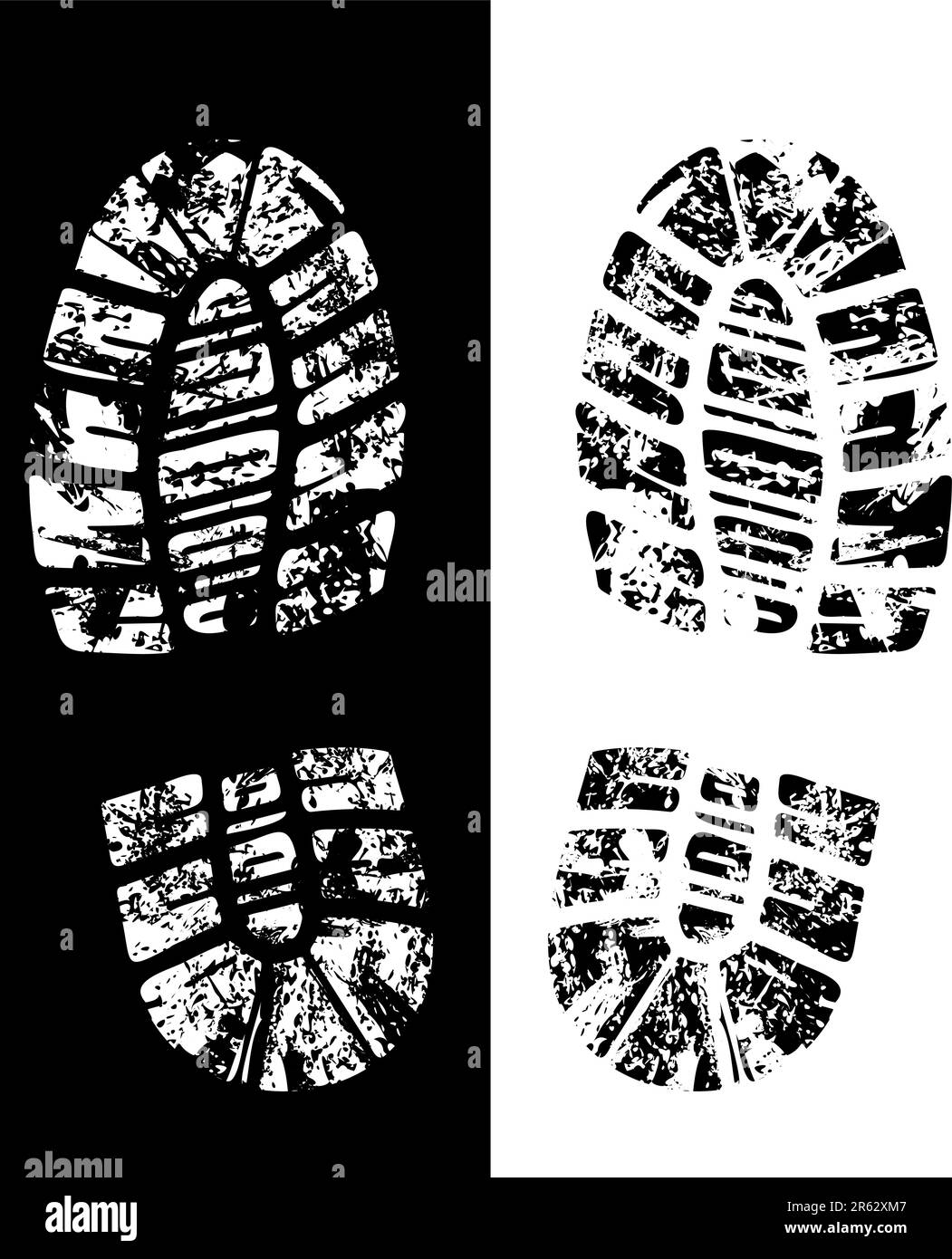 detailed black and white bootprint - vector illustration Stock Vector