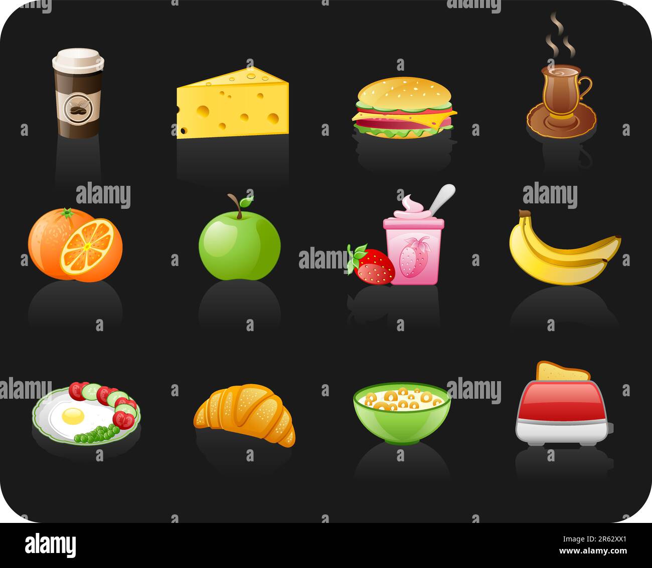 Breakfast black icon set Stock Vector Image & Art - Alamy