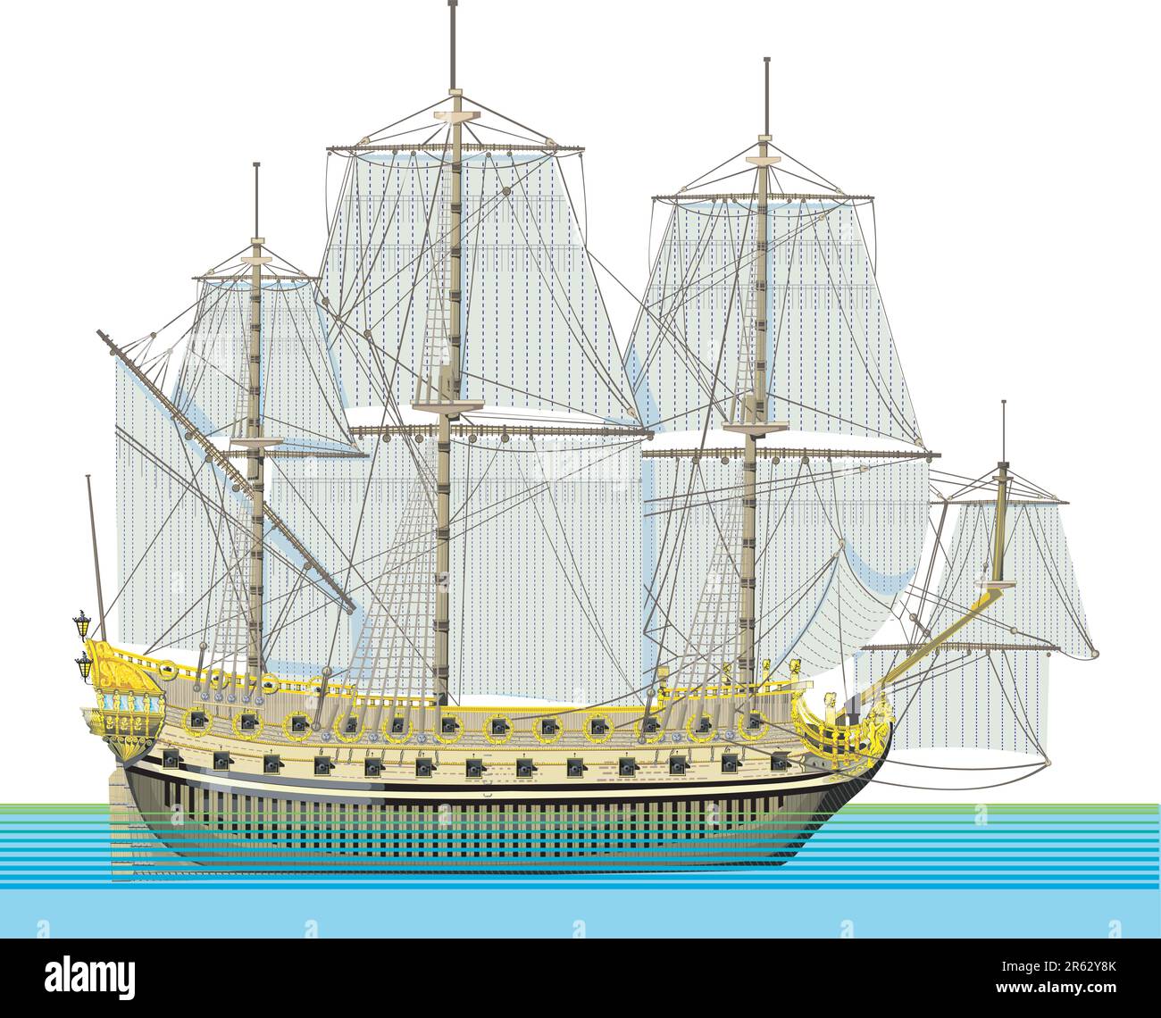 Old color sea illustration Stock Vector Images - Alamy