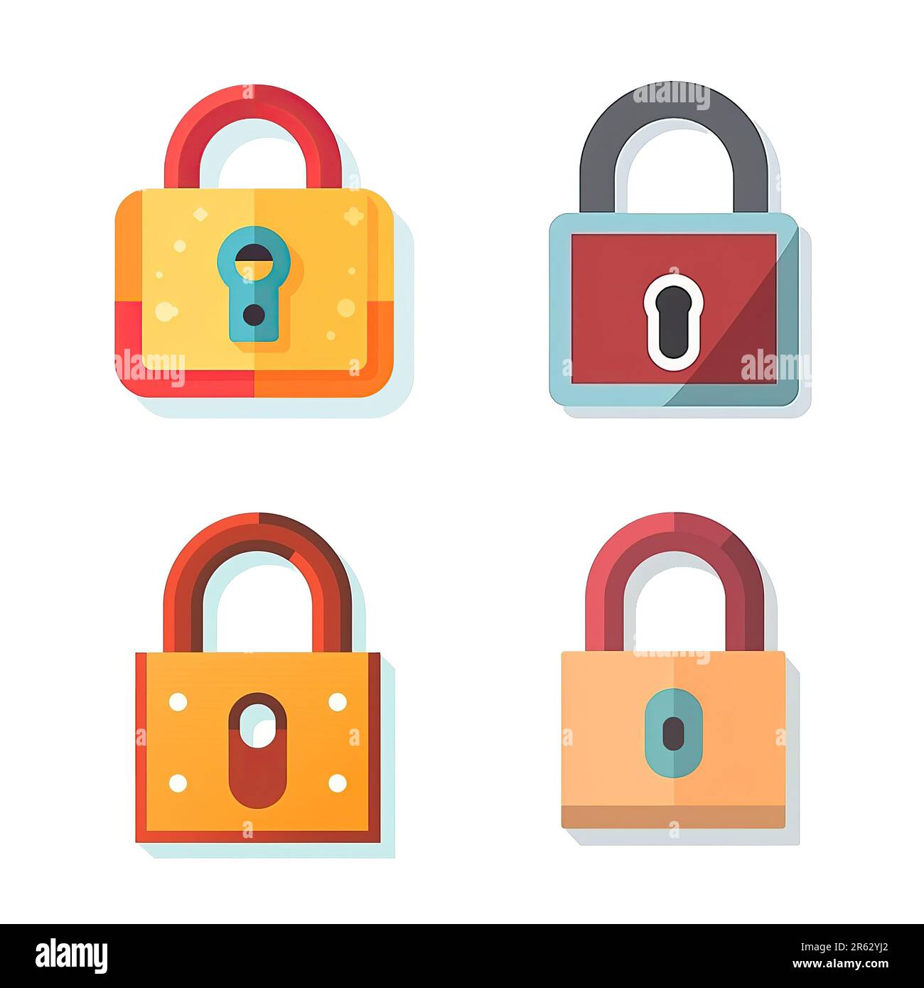 Flat design lock sign isolated on white background Stock Photo - Alamy