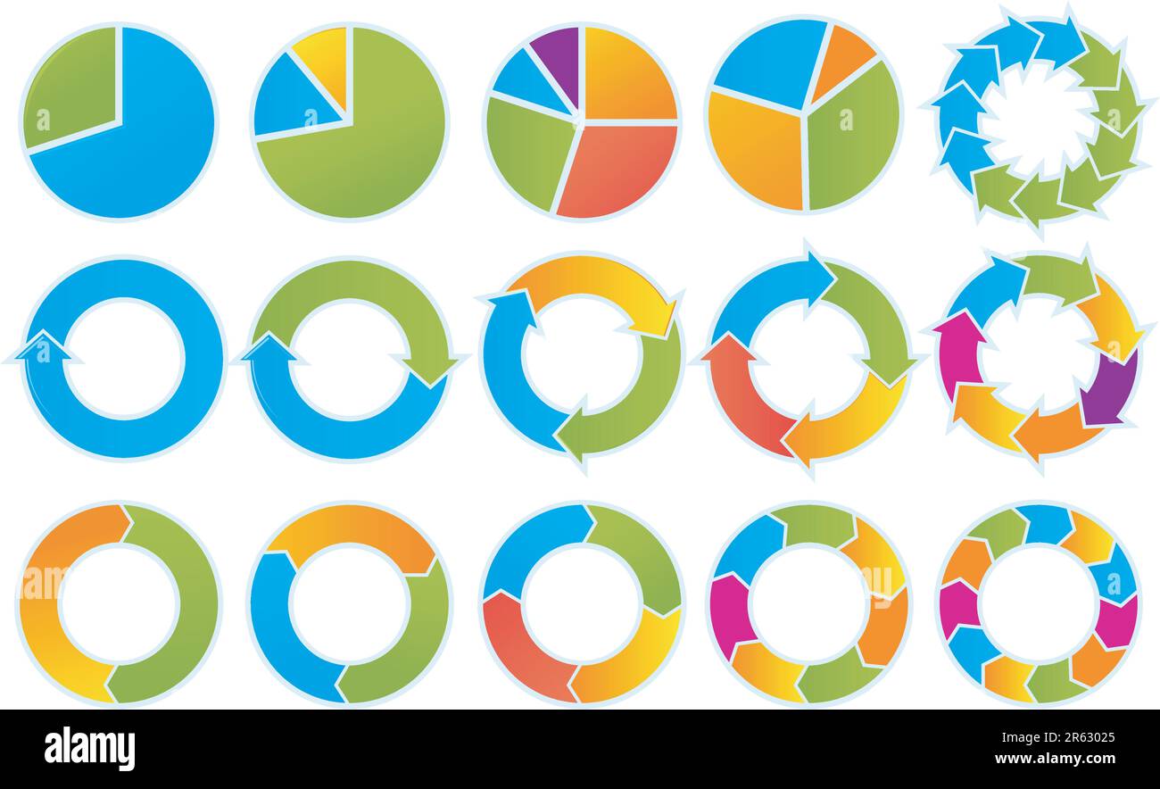Set of Different arrow circles isolated on the white Stock Vector Image ...