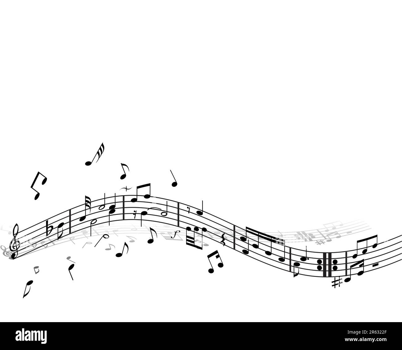 Music background with different notes on the white Stock Vector Image ...