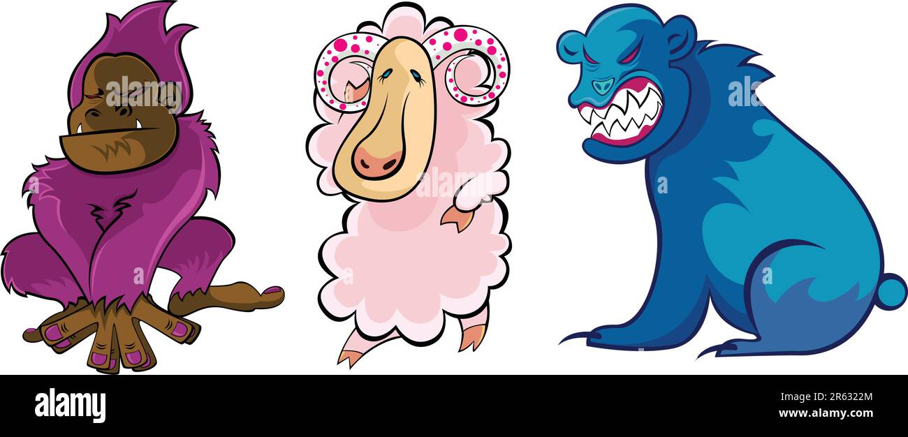Three different animals character pattern design Stock Vector Image ...