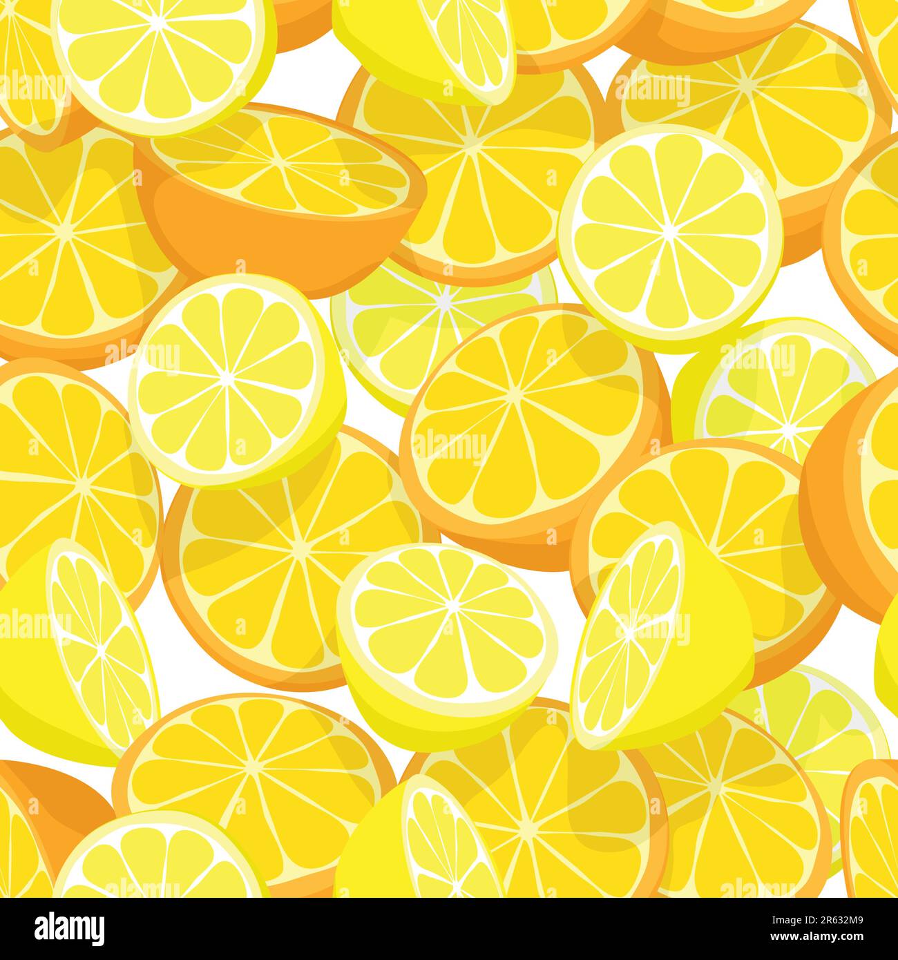 Seamless editable vector tile of lemons and oranges Stock Vector