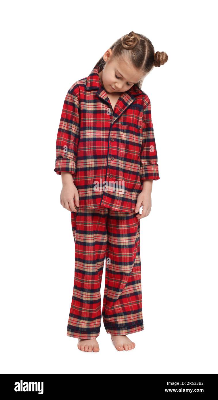 Girl in pajamas sleepwalking on white background Stock Photo Alamy