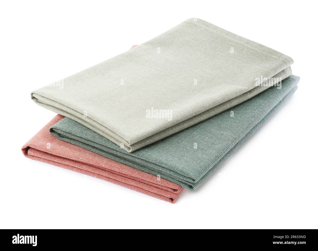 Stack of clean kitchen towels isolated on white Stock Photo Alamy