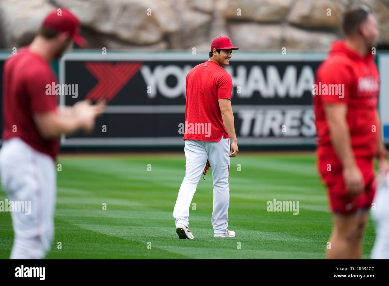 Los Angeles Angels' Shohei Ohtani watches his home run during the fourth  inning of a baseball game against the Chicago Cubs Tuesday, June 6, 2023,  in Anaheim, Calif. (AP Photo/Jae C. Hong